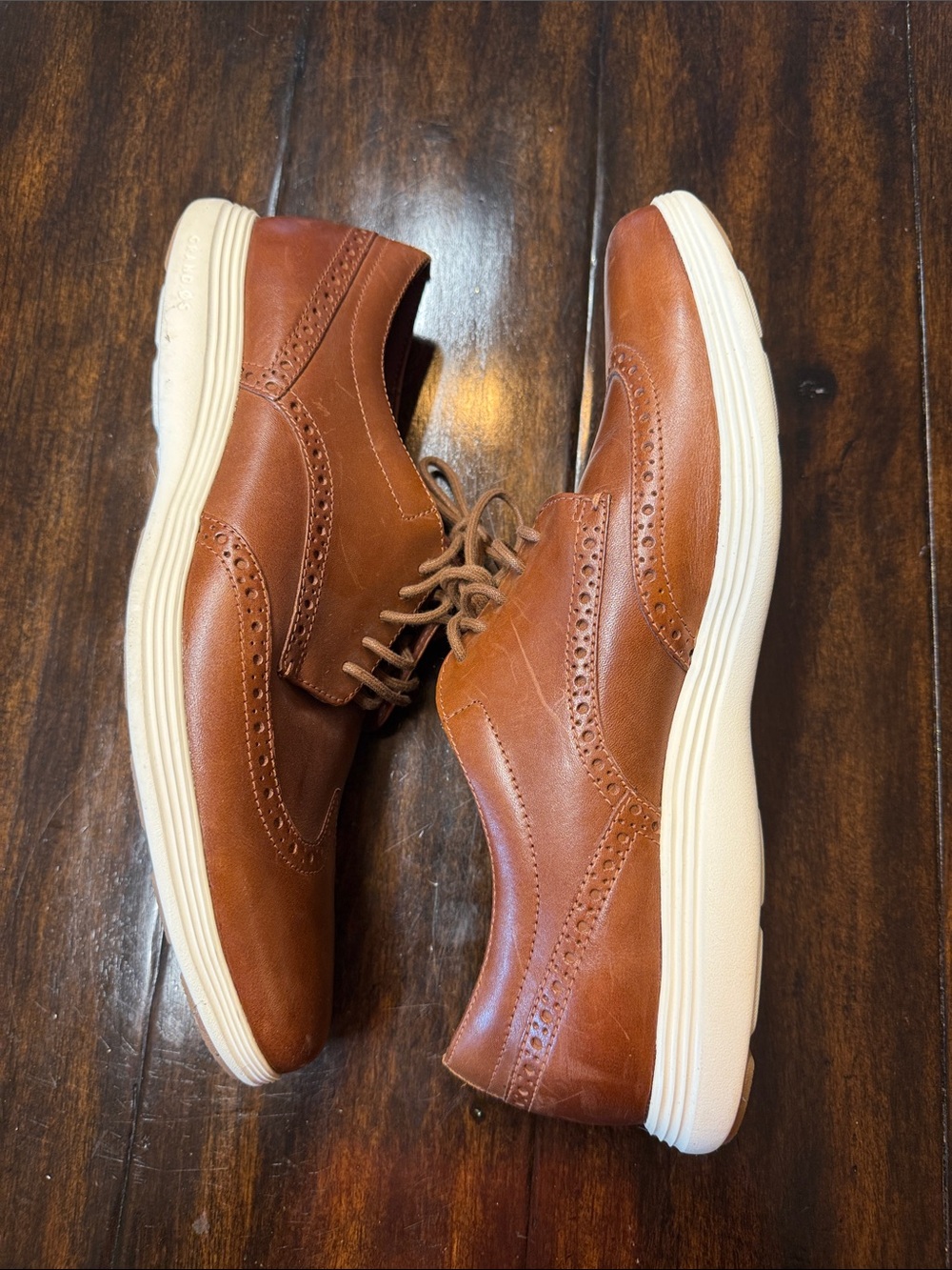 Cole Haan Brown Leather Wingtip Derby Shoes - Picture 2 of 5